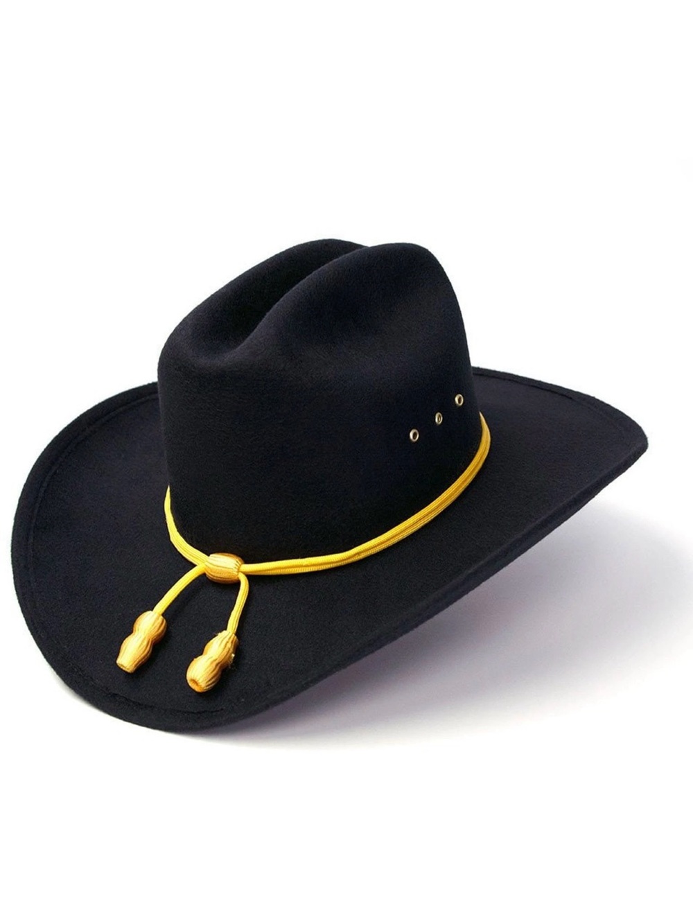 Black Cowboy Hat Gold Rope Band Size M Western Hat Ranch Rodeo Country - Picture 2 of 5